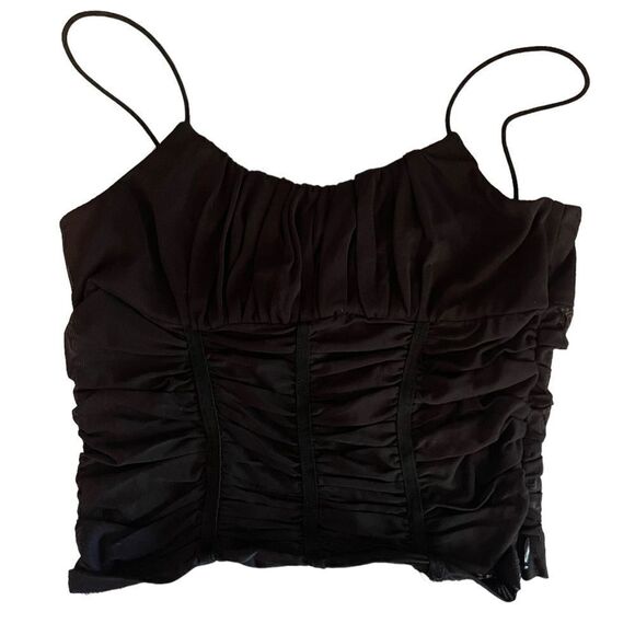 Princess Polly Crop Top Black Sheer - Picture 1 of 5